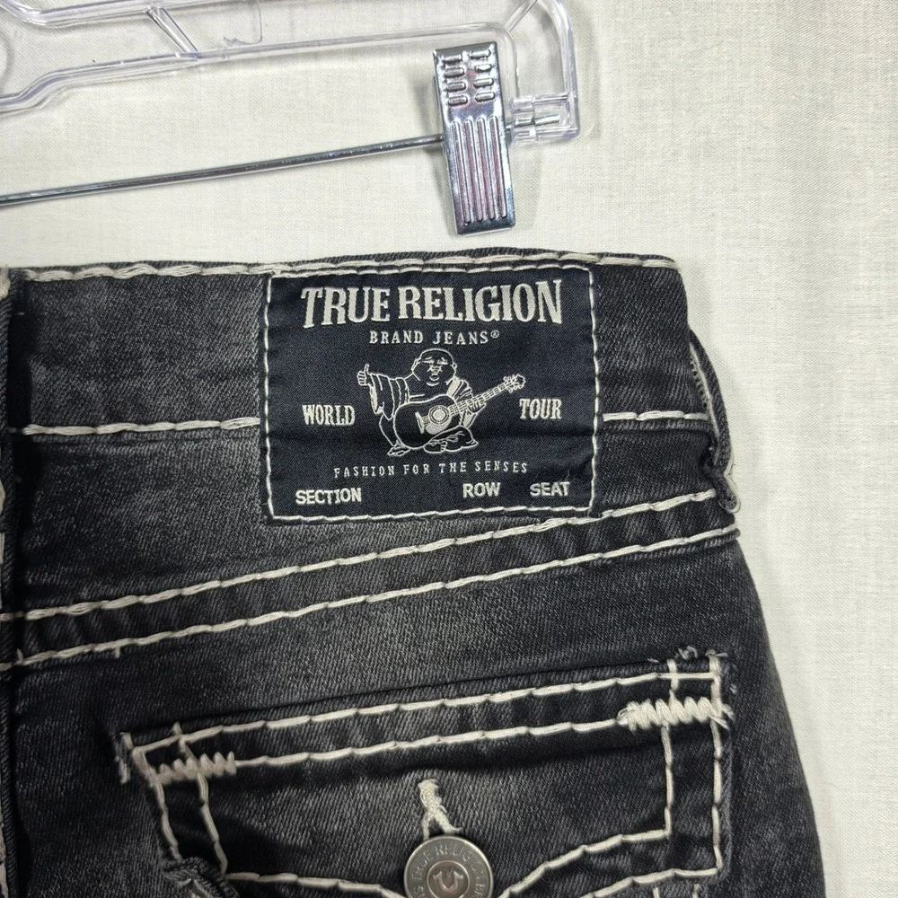 True Religion Ricky Relaxed Straight Mens Black Super T Flap Jeans 2000s